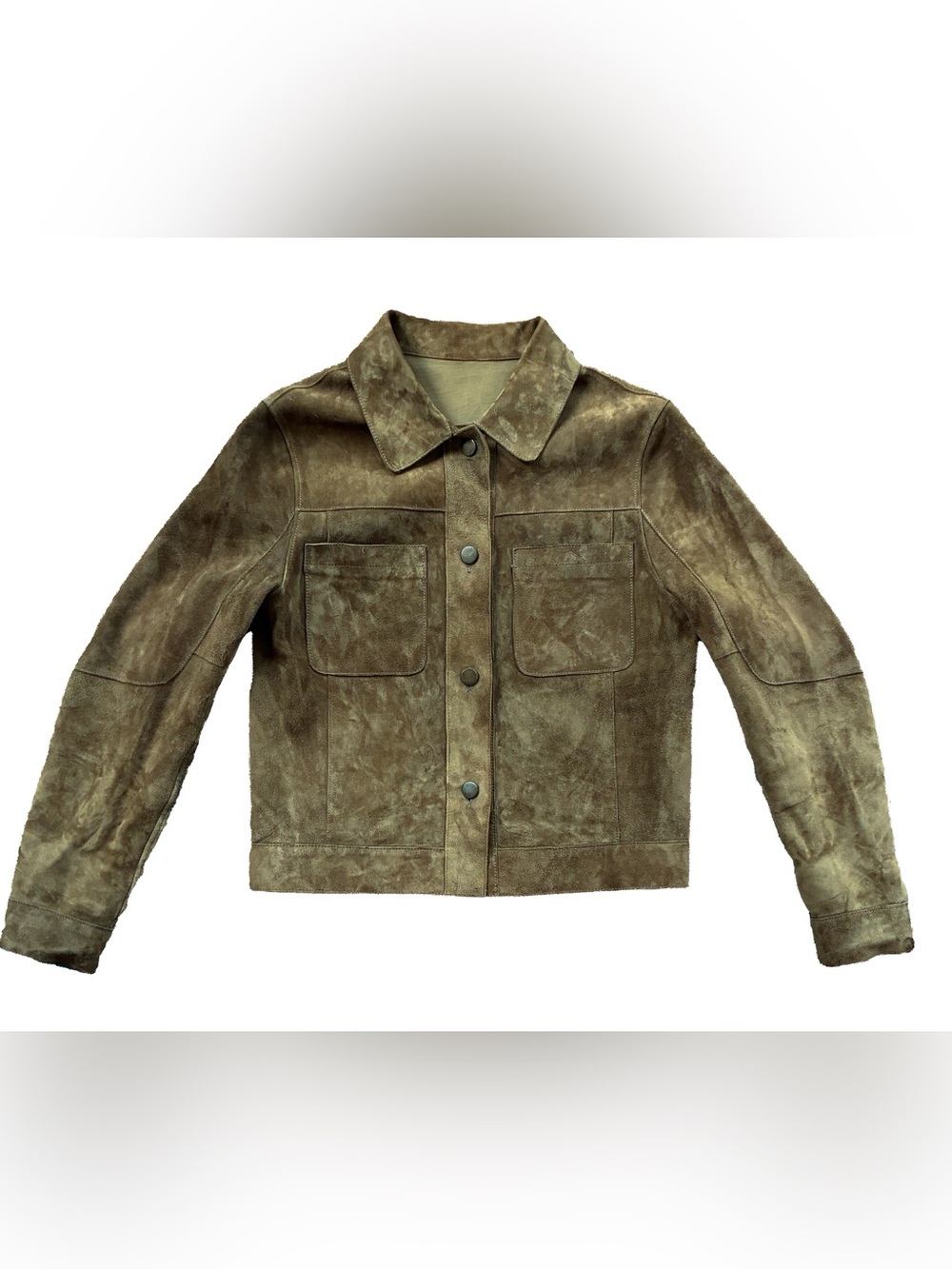 Suede Trucker Jacket | Olive | US 2-4